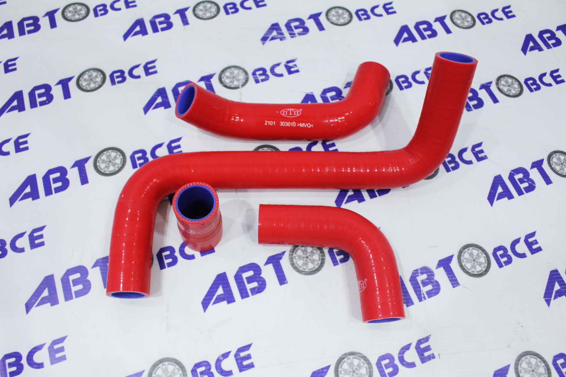 Патрубки радиатора ВАЗ-2101-07 (медного) (комплект 4шт) силикон красный ПТП